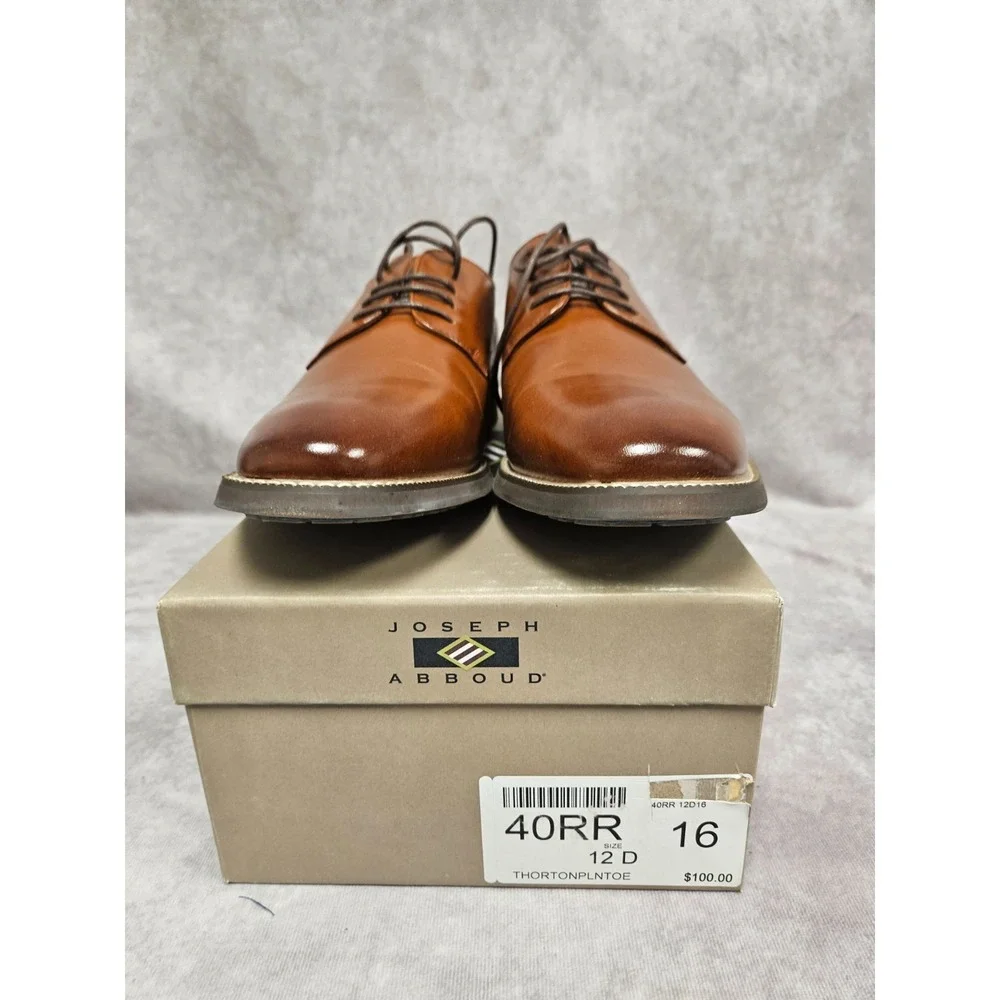 Joseph Abboud Mens Thorton Plain Toe Tan Oxford SIze 12D New